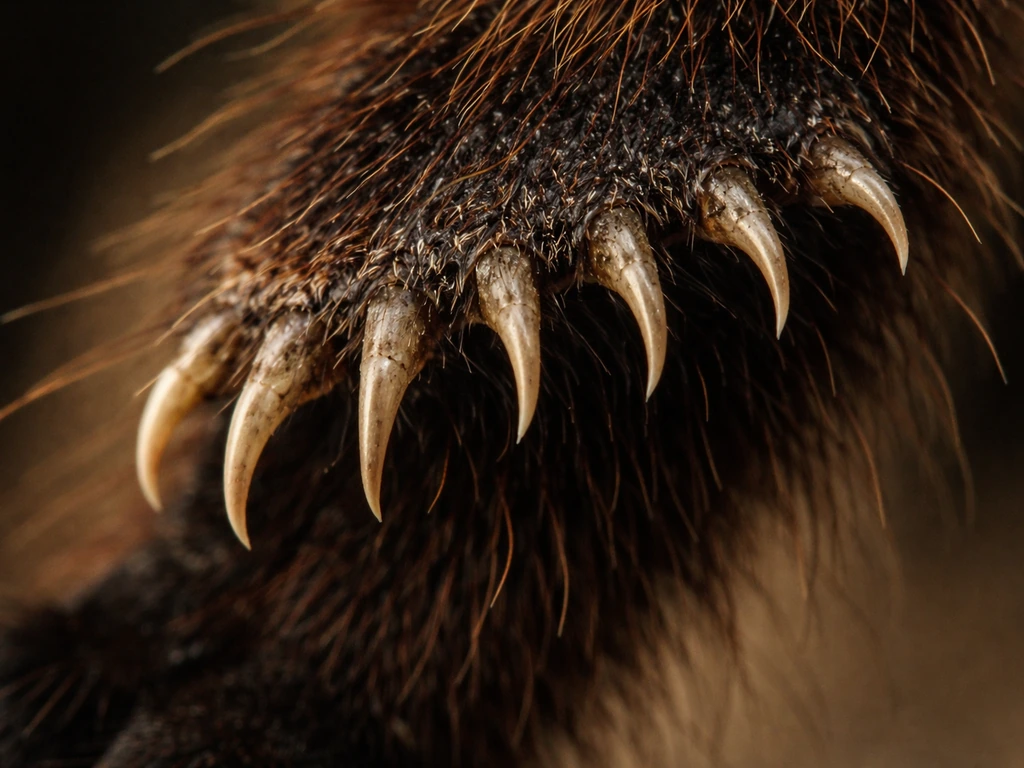 Extreme close-up of a Goliath bird-eating spider leg underside showing small curved tibial hooks near the foot.