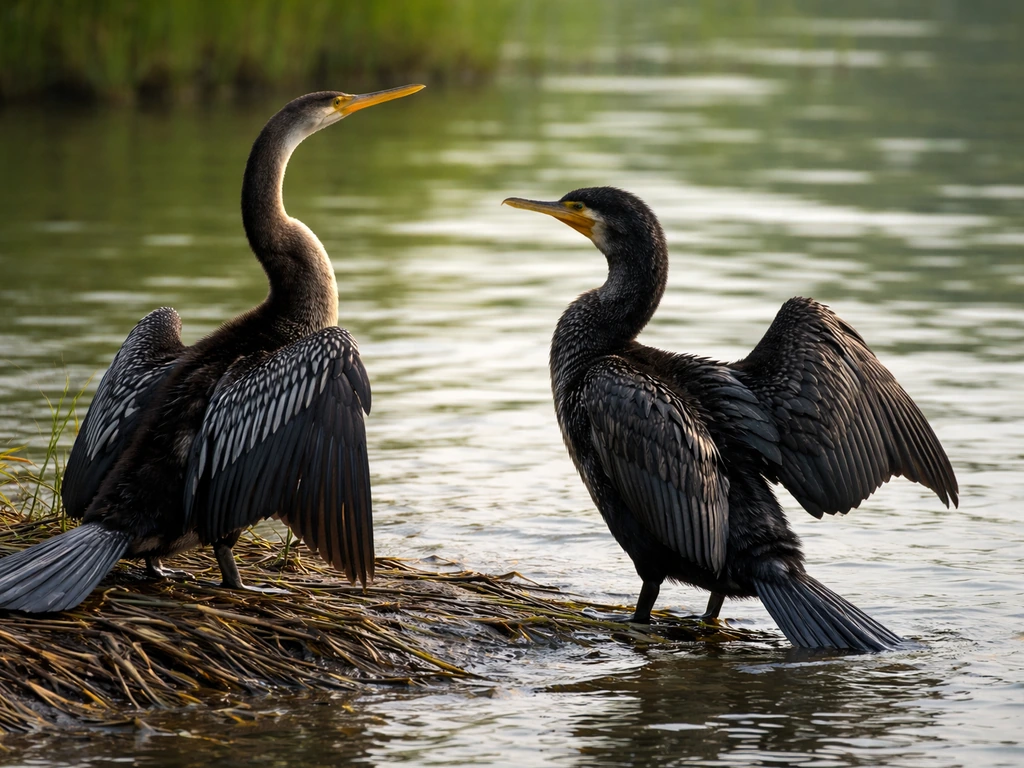 Snake bird Anhinga vs Cormorant: Field Marks to Tell Apart