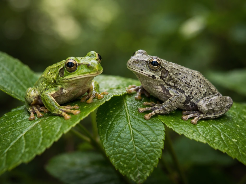 bird voiced tree frog vs gray tree frog