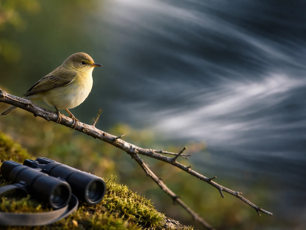 Close-up of a small bird perched beside a blurred, aerodynamic wind-swoosh background, hinting ID vs storm