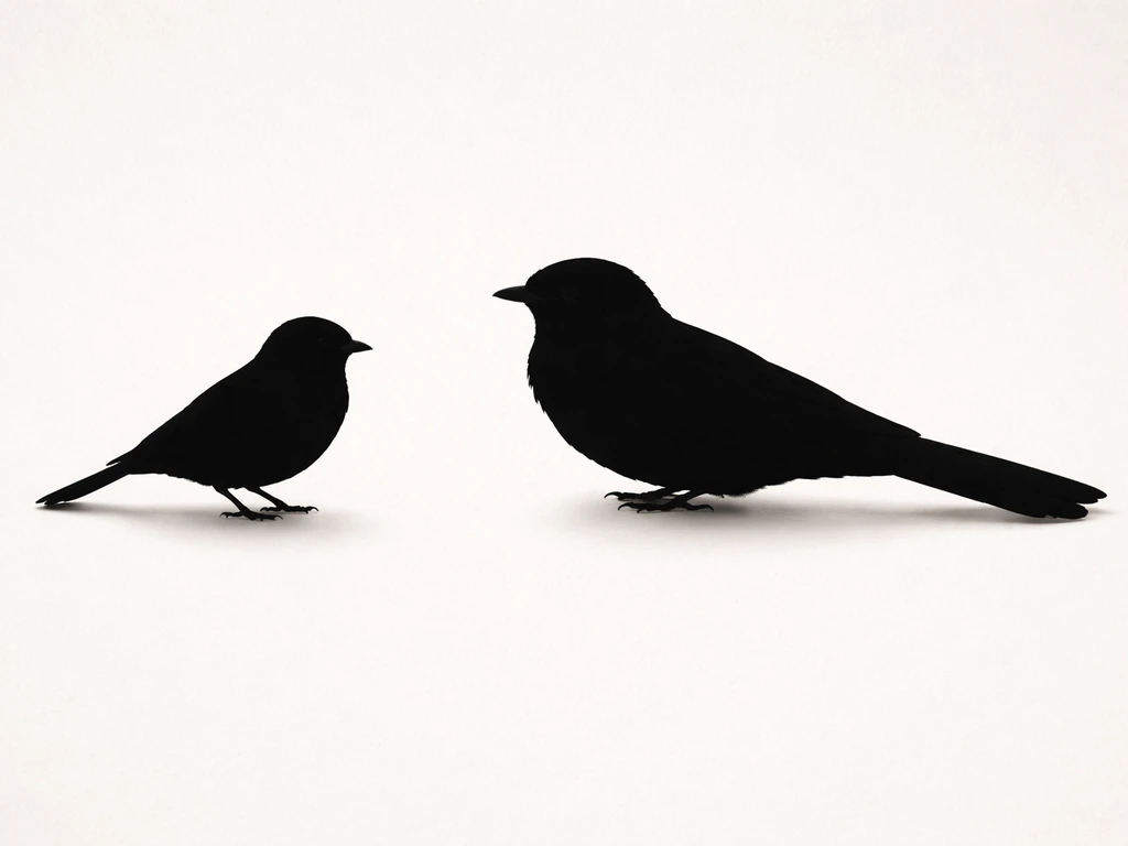 Two realistic bird silhouettes on a simple neutral background for quick side-by-side size comparison.