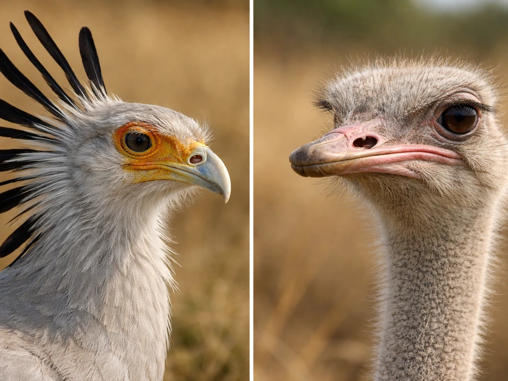 Close-up of two birds’ heads side by side, one with long black crest feathers and one crestless